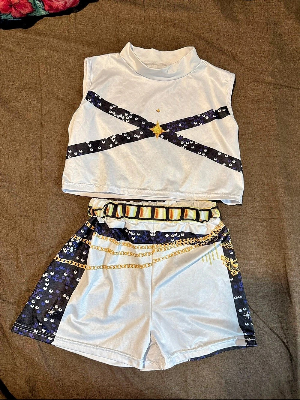 Kids Dance Costume Set in White & Blue Like New K-POP